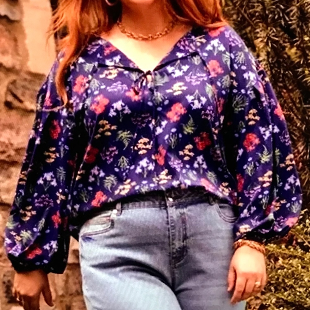 ELOQUII Floral Peasant Long Sleeve Boho Blouse Women’s Plus Size 18 -2X - Picture 14 of 16
